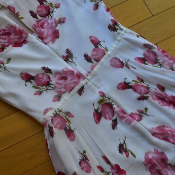 HOBBS Sleeveless Floral Fit & Flare 100% Silk Dress Size US 6 - Picture 11 of 13